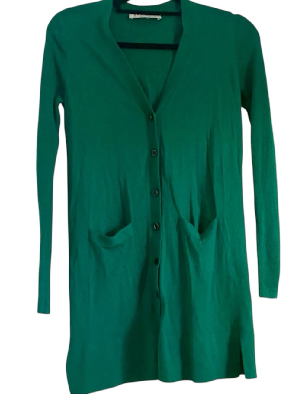 LOFT Kelly Green Wool Blend Longline Cardigan Button Front Sweater XS